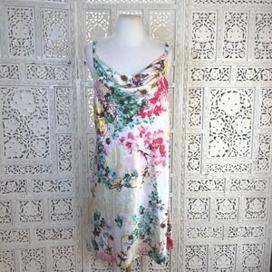 Natori Floral Slip Chemise Nightgown Womens XL Cowl Neck Dainty Romantic